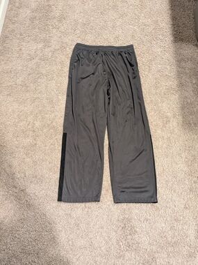 Gray Athletic Track Pants with Side Stripe